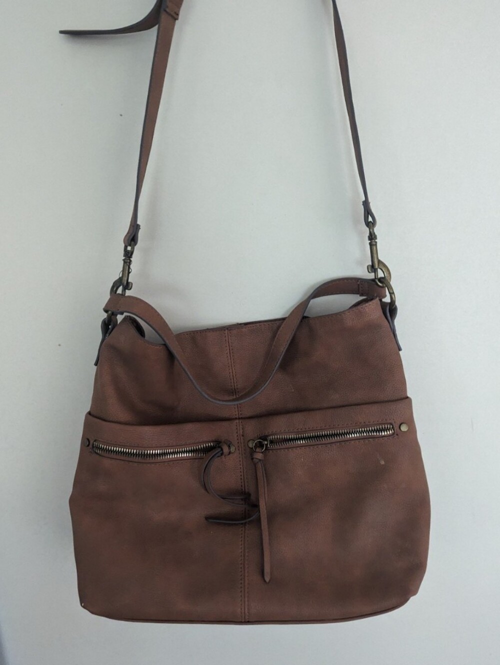 Brown Leather Crossbody Shoulder Bag with adjustable strap EUC!